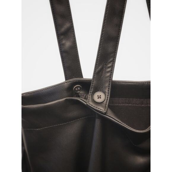 NWT Anthropologie Black Faux Leather Pinafore Skirt - Size 8 - Picture 8 of 10